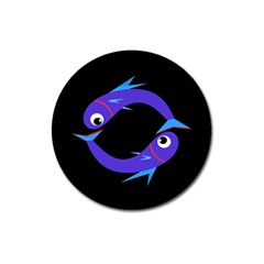 Blue Fishes Magnet 3  (round)