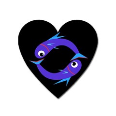 Blue Fishes Heart Magnet