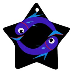 Blue Fishes Star Ornament (two Sides)  by Valentinaart