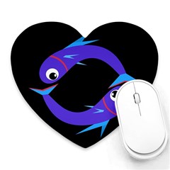 Blue Fishes Heart Mousepads