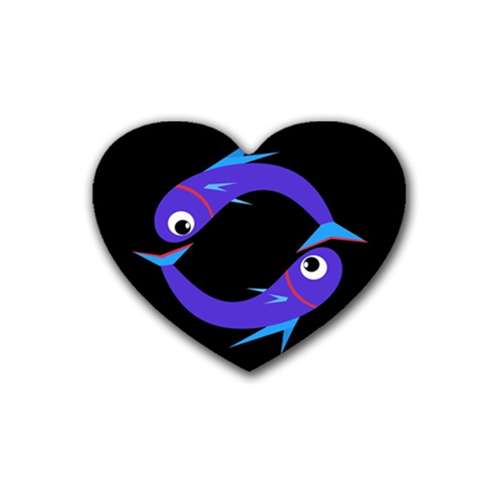 Blue fishes Rubber Coaster (Heart) 