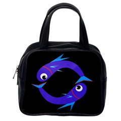 Blue Fishes Classic Handbags (one Side) by Valentinaart