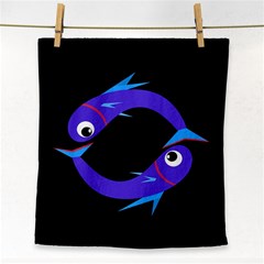 Blue Fishes Face Towel