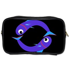 Blue Fishes Toiletries Bags 2-side