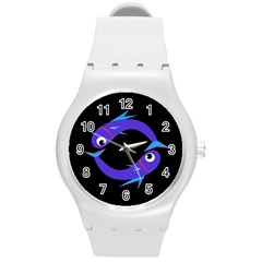 Blue Fishes Round Plastic Sport Watch (m) by Valentinaart