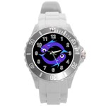 Blue fishes Round Plastic Sport Watch (L) Front