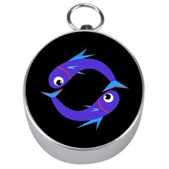 Blue Fishes Silver Compasses