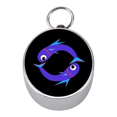 Blue Fishes Mini Silver Compasses