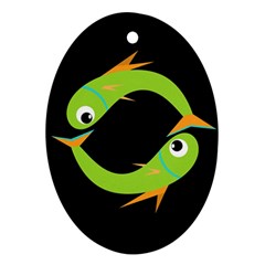 Green Fishes Ornament (oval) 