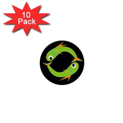 Green Fishes 1  Mini Buttons (10 Pack) 