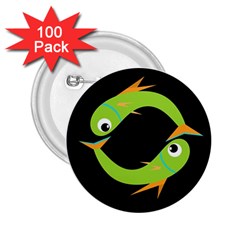 Green Fishes 2 25  Buttons (100 Pack) 