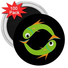 Green Fishes 3  Magnets (100 Pack)