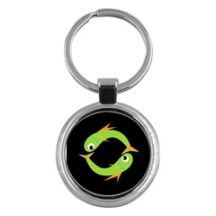 Green Fishes Key Chains (round)  by Valentinaart