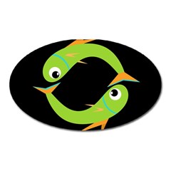 Green Fishes Oval Magnet