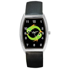 Green Fishes Barrel Style Metal Watch by Valentinaart