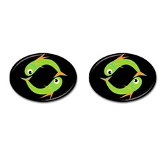 Green Fishes Cufflinks (oval)