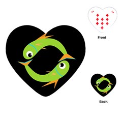 Green Fishes Playing Cards (heart) 