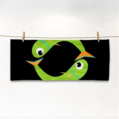 Green Fishes Hand Towel by Valentinaart