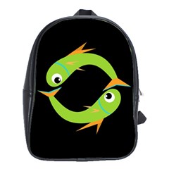 Green Fishes School Bags(large)  by Valentinaart