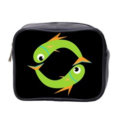 Green Fishes Mini Toiletries Bag 2-side