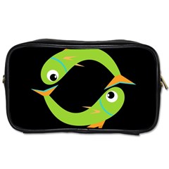 Green Fishes Toiletries Bags 2-side