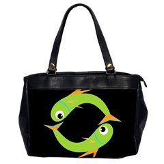 Green Fishes Office Handbags (2 Sides) 