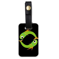 Green Fishes Luggage Tags (one Side) 