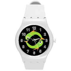 Green Fishes Round Plastic Sport Watch (m)