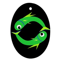 Green Fishes Ornament (oval) 