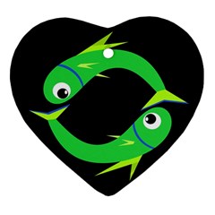 Green Fishes Ornament (heart) 