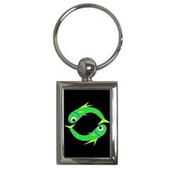 Green Fishes Key Chains (rectangle)  by Valentinaart