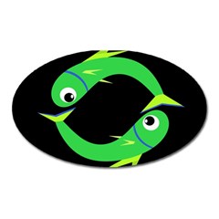 Green Fishes Oval Magnet