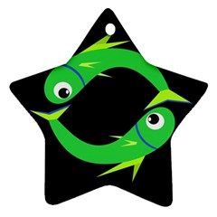 Green Fishes Star Ornament (two Sides) 