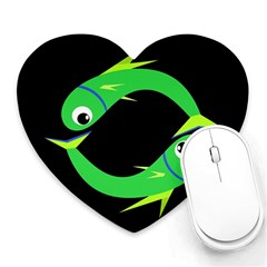 Green Fishes Heart Mousepads