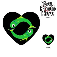 Green Fishes Multi-purpose Cards (heart) 