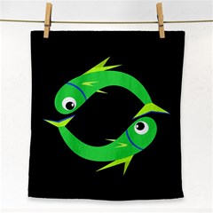 Green Fishes Face Towel