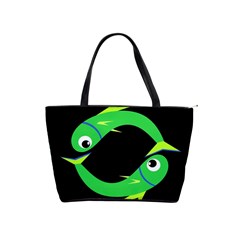 Green Fishes Shoulder Handbags by Valentinaart