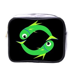 Green Fishes Mini Toiletries Bags by Valentinaart