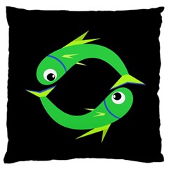 Green Fishes Standard Flano Cushion Case (two Sides) by Valentinaart