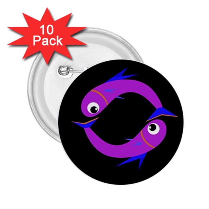 Purple fishes 2.25  Buttons (10 pack) 