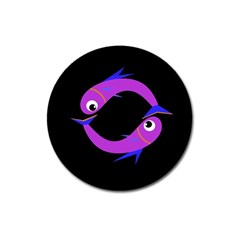 Purple Fishes Magnet 3  (round)