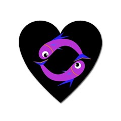 Purple Fishes Heart Magnet