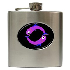 Purple Fishes Hip Flask (6 Oz)