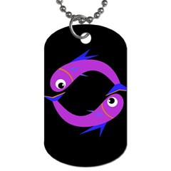 Purple Fishes Dog Tag (two Sides) by Valentinaart