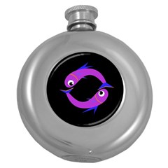 Purple Fishes Round Hip Flask (5 Oz)