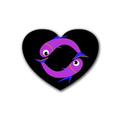 Purple Fishes Rubber Coaster (heart) 