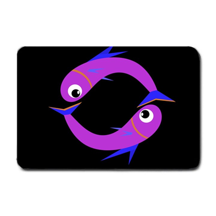 Purple fishes Small Doormat 