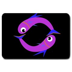 Purple Fishes Large Doormat  by Valentinaart