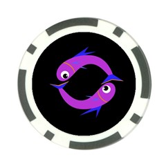 Purple Fishes Poker Chip Card Guards