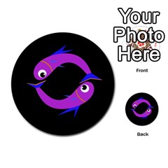 Purple Fishes Multi-purpose Cards (round) 